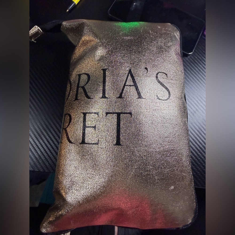 Victoria's Secret Packable Gold Shimmer Duffle Tote Bag